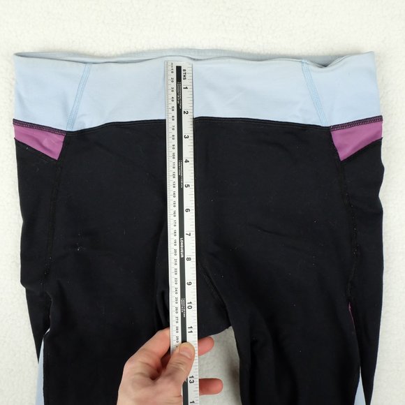 Lululemon Womens Yoga Pants 10 Black Blue Capri Stretchy Athletic Athleisure Gym - Picture 9 of 13